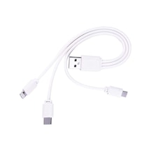 5103 Micro Usb Type C Lightnin Usb Data Şarj Kablosu, Beyaz