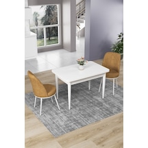 Canisa Concept Nil Serisi 70x110 Sabit Mutfak Masası Takımı Beyaz Masa 2 Cappucino Sandalye Cappucino Sandalyeler Beyaz Masa