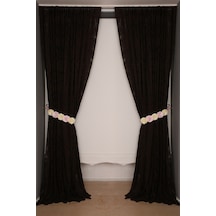 Damaks Acı Kahve Hazır Dikilmiş Pileli Fon Perde 300x260 Cm