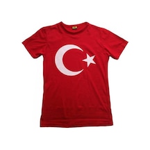 Çocuk Bayrak Tişört Ay Yıldızlı Tişört Pamuklu Kırmızı