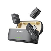 Telesın Kablosuz Lavalier Mikrofon, Mini Mikrofon, Apple iPhone Uyumlu , Android Pc Kamerası İçin, Kablosuz Takılabilir Mikrofon, Video Kayıtları İçin Tek Tıklamayla Gürültü Azaltma, Vlog, Youtube 2tx + 1rx+şarj