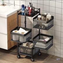 Trendesk Siyah Metal Banyo Organizer - Banyo Düzenleyici -Kozmetik Takı Düzenleyici Siyah