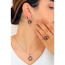 Zultanit Taşlı El Işçiliği Otantik Gümüş Üçlü Set