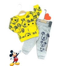 Masaldünyasıbursa Mickey Mouse Baskılı Cep Detaylı Unisex Alt Üst Takım 3-12 Ay