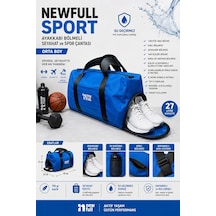 Newfull Sport Ayakkabı Bölmeli Astarlı Su Geçirmez Seyahat Ve Spor Çantası-orta Boy Mavi