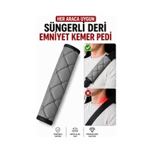 Her Araca Uygun Suni Deri - Süngerli Emniyet Kemer Pedi-gri