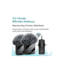 Yüksek Kalite Profesyonel 3 In 1 Kablosuz Taşınabilir Yaka Mikrofonu Tüylü