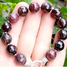 2635 Faset Kesim Garnet Rondela Zirkon El Yapımı Bileklik Bordo