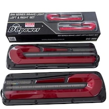 Dcpower Neon Led Stop Kayar Sinyalli Kamyon-tır-kamyonet 12x24 Volt Takım Sağ Sol 14 X 33 Cm