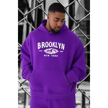 Benroma Brooklyn Baskılı Büyük Beden Sweatshırt Mor