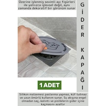Lavabo Banyo Mutfak Pas Küf Tutmaz Sevimli Ayı Figür Koku Önleyici Kulplu Esnek Silikon Gider Kapağı