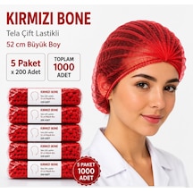 Kırmızı Bone 52 Cm Büyük Boy 5 Adet X 200 Lü Paket Toplam 1000 Adet - Çift Lastikli