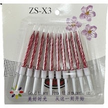 Burgulu Doğum Günü Parti Süs Pasta Mumu - Kırmızı - 8 Cm. - 10 Adetlik Paket Kırımızı