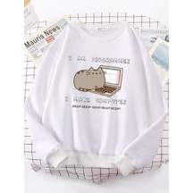 Startmore Tarzsokak Ben Programcı Bilgisayarı Yapıyorum Komik Kedi Kadın Hoody Kore Moda Kazak Sokak Rahat Giysil Beyaz