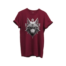 Kurt Ve Türk Özel Koleksiyon Serisi-5 Tasarım Baskılı %100 Pamuk T-shirt Bordo