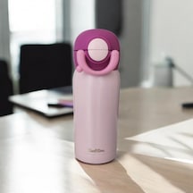 Kapaklı Paslanmaz Çelik Pipetli Termos Pembe 350 Ml Açık Pembe