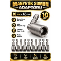 Manyetik Somun Adaptörü 10x45 Mm 10 Adet Lokma Bits Ucu Matkap Vi