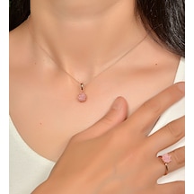Rose Altın Kaplama Pembe Lotus Çiçeği Kadın Kolye Yüzük  Set Pembe