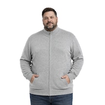 Battalmoda Erkek Büyük Beden Gri Basic Cepli Triko Hırka 3xl-4xl-5xl-6xl