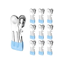 Ganzhoushop Çamaşır Mandalları Çamaşır İpi Mandalları Paslanmaz Çelik Çamaşır Mandalları Klipsleri Giysiler Kotlar Havlular İçin Güçlü Metal Mandallar Fotoğraflar, 10'lu Paket Mavi Çok Renkli