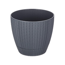 Serinova Sml2 Sümela Saksı Tabaklı 14cm, 1,4 Litre Dekoratif Saksı Antrasit