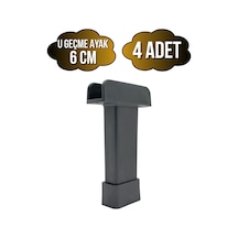 U Geçme Gri Plastik Ayarlı Ayak Mobilya Masa Ve Dolap Ayağı Gri 6cm 4 Adet Gri