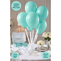 Partixa 5'li Set Turkuaz Mavisi/mint Yeşili Karışımı Renk Premium Lateks Balon - 10-12 İnç 25-30 Cm Helyum Uyumlu