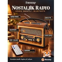Dexxony Bt-89 Nostaljik Radyo Güneş Panelli Şarjlı Bluetooth Hoparlör Fm Am Sw Usb Microsd Kumandalı