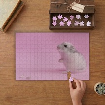 Beyaz Hamster Tasarımı 240 Parça Ahşap Puzzle Ahşap Kutuda Mpy40094