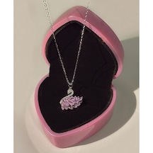 Stainless Steel Kuğu Model Çelik Kolye Pembe