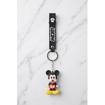 Disney Mickey Mouse Figürlü Silikon Anahtarlık Kırmızı - Siyah