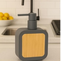 Mat Antrasit Sabunluk Ahşap Desenli Lüks, Ergonomik Tasarım, Ahşap Dispenser 12 Izgara