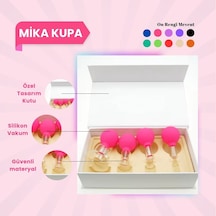 Silikon Vakumlu Mika Yüz Masaj Kupası 4'lü Set Pembe Çok Renkli