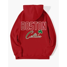 Unisex Kadın/Erkek Boston Renkli Baskılı Oversize Kapüşonlu Sweatshirt