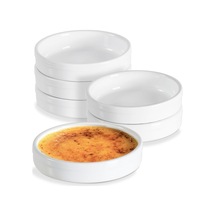 Ramekinler 4 Oz, Creme Brulee Ramekinler Fırına Uygun Seramik Sığ 6'lı Paket Beyaz