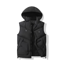 Yeni Erkek Kalın Dik Yaka Yelek Siyah