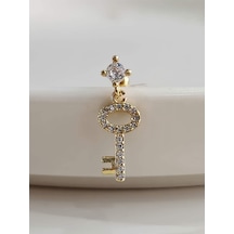 Kilit Anahtar Model Kıkırdak Piercing Tragus Helix Altın Gold Renk Küpe