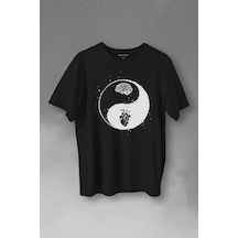 Ying Yang Kalp Beyin Yingyang Aşk Mantık Baskılı Tişört Unisex T-shirt 001