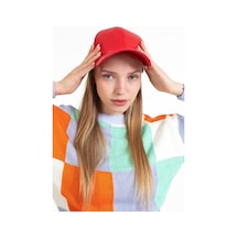 Ladycolor Deri Şapka Kep Kırmızı