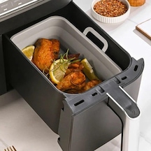 Kahverengi Katlanabilir Fırın Tavası Silikon Hava Fritöz Mikrodalga Fırın Gıda Sınıfı Özel Dikdörtgen Fritöz Fırın Tavası Saklaması Kolay Kahverengi