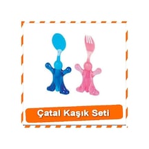 Bebek Figürlü Çocuk Çatal Kaşık Seti Eğlenceli Çatal Kaşık Seti