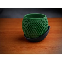 3d Baskı Küre Saksı - Kafes Dokulu İki Parçalı Dekoratif Saksı - Yeşil-siyah