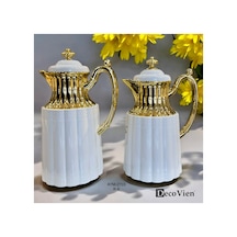 Lüx Çiftli Gold Detaylı Çay&ikram Termosu 2'li -aym2703- Sarı