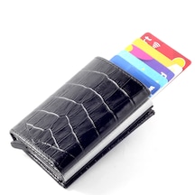 Ancora Leather Hakiki Deri Croco Mekanizmalı Erkek Cüzdanı Siyah2 Siyah