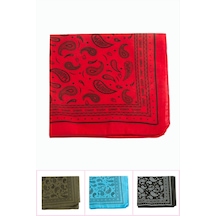 Zero Land Çini - 198 - Desenli Keten Bandana - Kmrsfres - 50x50 Ebruli Çok Renkli