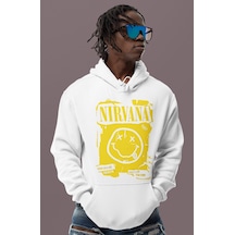 Sevbano Tasarım Nirvana Rock Metal Müzik Grubu Baskılı Unisex Oversize Ho beyaz