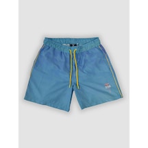 Nature The Brand Erkek Mavi Çizgi Desenli Çok Amaçlı Sporcu Deniz Şortu, Havuz Şortu, Koşu Spor Şortu Mavi