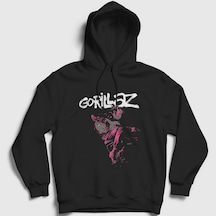 Presmono Unisex Hollow Gorillaz Kapüşonlu Sweatshirt Siyah