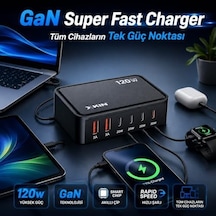120w Gan Şarj İstasyonu 5 Portlu Hızlı Şarj Adaptörü Pd30w Qc18w Smart Chip Teknolojili Usb-a Usb-c Çoklu Şarj Cihazı Masaüstü Hızlı Şarj Ünitesi Xk-hc205 Siyah 01