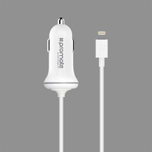 Promate Iphone Lightning Araç Çakmak Şarj Cihazı MFI Onaylı Beyaz